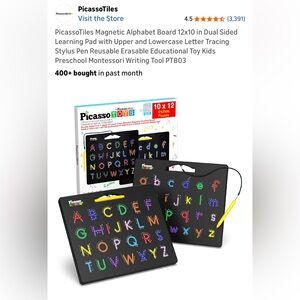 Magnetic Alphabet Learning Board – Black with Multicolor Letters